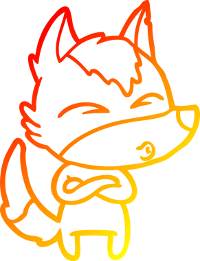 Bir insan tarafından çizilmiş bir kurt çizgi filminin sıcak çizgi çizimi.