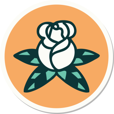 Bir insanın çizdiği tek bir gülün geleneksel stiliyle dövme çıkartması.