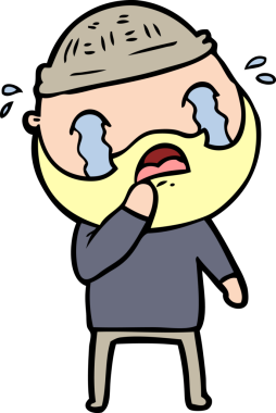 Çizgi film sakallı adam bir insan tarafından çizilmiş ağlıyor.