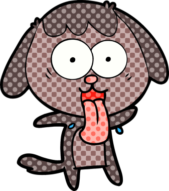 Bir insan tarafından çizilmiş şirin bir çizgi film köpeği.