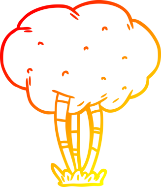 Bir insan tarafından çizilmiş bir çizgi film ağacının sıcak gradyan çizimi