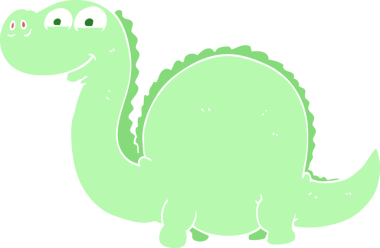 Bir insan tarafından çizilen dinazorun düz renk çizimi