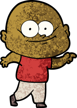 Bir insan tarafından çizilmiş kel bir adam.