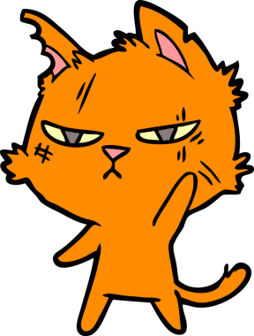 Bir insan tarafından çizilmiş sert çizgi film kedisi.