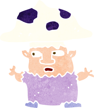 Bir insan tarafından çizilmiş küçük mantar adam.