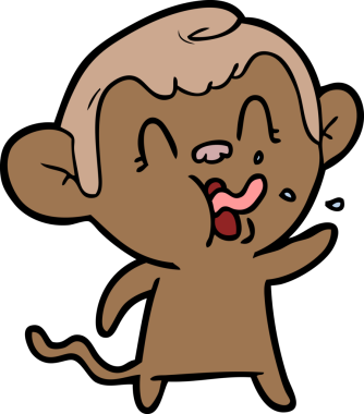 Bir insan tarafından çizilmiş çılgın çizgi film maymunu