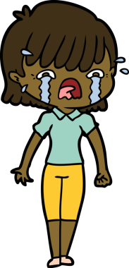 Bir insan tarafından çizilmiş ağlayan çizgi film kızı.