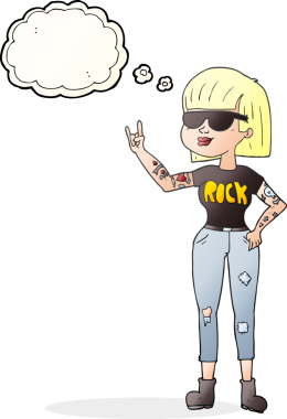 Bir insan tarafından çizilmiş serbest çizim baloncuklu taş kadın.