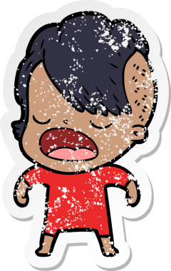 Bir insan tarafından çizilmiş havalı bir hippi kızın karikatür çıkartması.