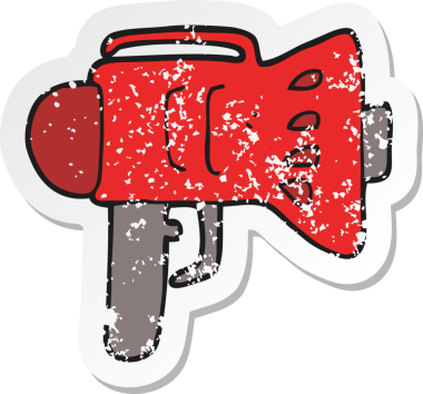 Bir insan tarafından çizilmiş yüksek sesli bir çizgi filmin gerilimli yapıştırması.