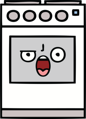 Bir insan tarafından çizilmiş güzel bir mutfak fırını karikatürü.