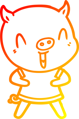 Bir insan tarafından çizilmiş mutlu çizgi film domuzu çizimi.