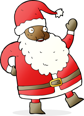 Bir insan tarafından çizilmiş komik bir Noel Baba çizgi filmi.