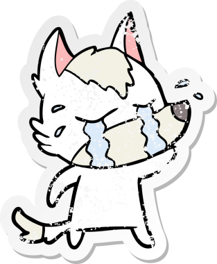 Bir insan tarafından çizilmiş ağlayan bir karikatür çıkartması.