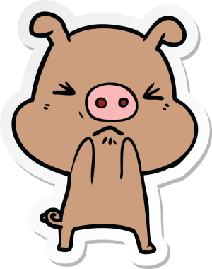 Bir insan tarafından çizilmiş kızgın bir domuzun çıkartması.