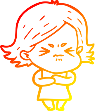 Bir insan tarafından çizilmiş kızgın bir kızın sıcak çizgi çizimi