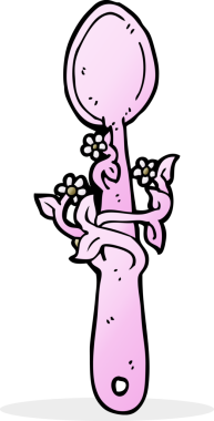 Bir insan tarafından çizilmiş tahta kaşık.