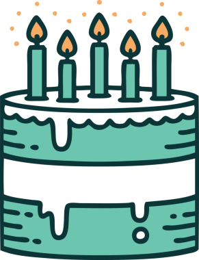 Bir insanın çizdiği doğum günü pastasının sembolik dövmesi.