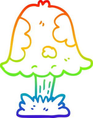 gökkuşağı gradyan çizgi çizimi bir insan tarafından çizilmiş mantar karikatürü