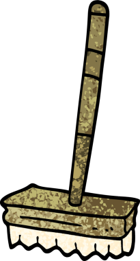 Bir insan tarafından çizilmiş grunge desenli çizgi film süpürme fırçası.