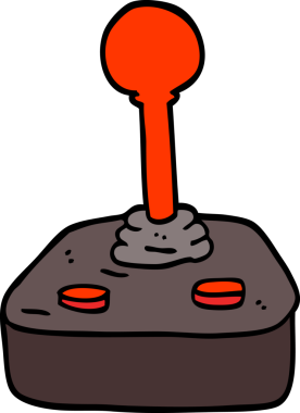 Bir insan tarafından çizilmiş el çizimi çizgi film joystick 'i.