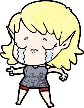 Bir insan tarafından çizilmiş ağlayan elf kızı.