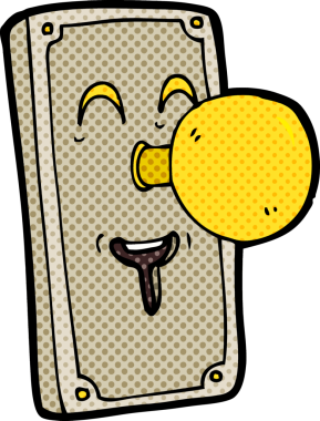 Bir insan tarafından çizilmiş karikatür kapı kolu.