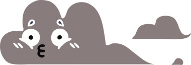 Bir insan tarafından çizilmiş bir fırtına bulutunun düz renkli retro karikatürü