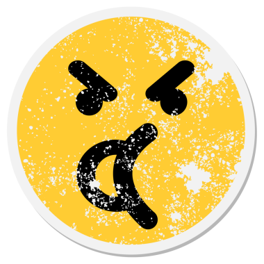 Bir insan tarafından çizilmiş sinirli bir yüz çemberi.