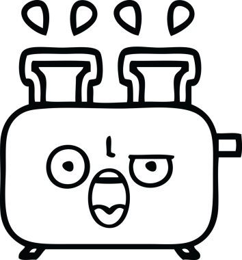 Bir insan tarafından çizilmiş bir tost makinesinin çizgi çizimi