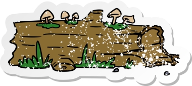 Bir insan tarafından çizilmiş ağaç kütüğünün çizilmiş, kederli bir çıkartma karalaması.