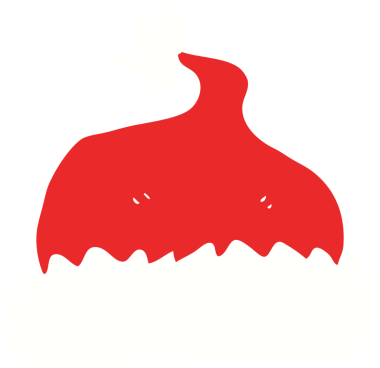 Bir insan tarafından çizilmiş Noel Baba şapkasının düz renk çizimi