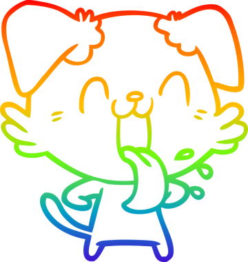 Gökkuşağı gradyan çizgi çizimi Bir insan tarafından çizilmiş nefes nefese bir köpek