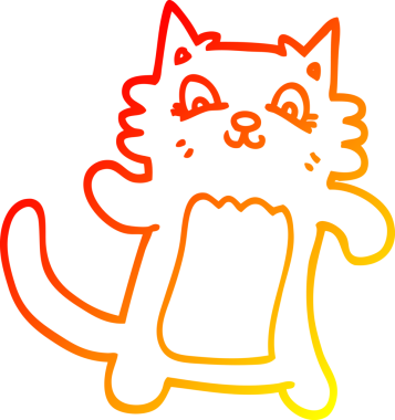 Bir insan tarafından çizilen çizgi film kedisinin sıcak çizgi çizimi