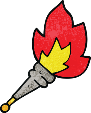 Bir insan tarafından çizilmiş yanan bir meşale.