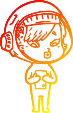 Bir insan tarafından çizilmiş bir astronot kadın çizgi çizimi.