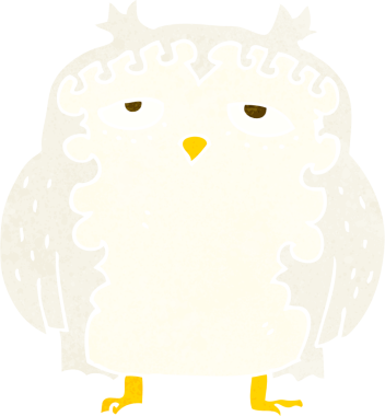 bir insan tarafından çizilmiş yaşlı baykuş çizgi filmi