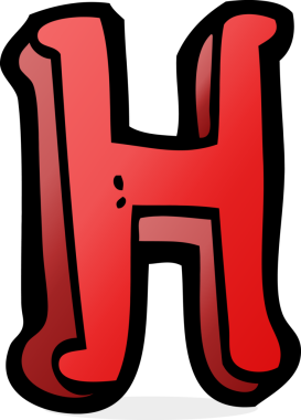 bir insan tarafından çizilmiş H harfi.
