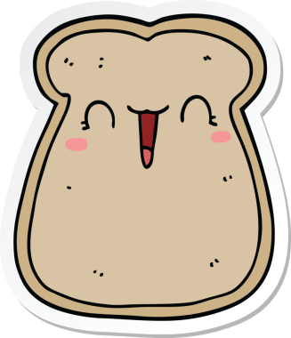 Bir insan tarafından çizilmiş tatlı bir tost diliminin çıkartması.