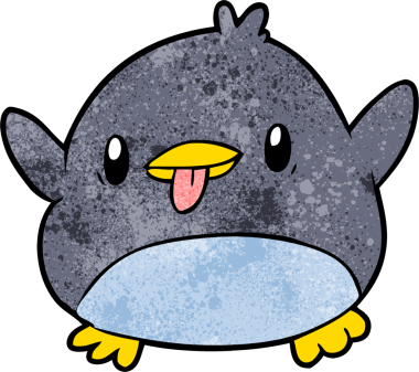 Bir insan tarafından çizilmiş sevimli penguen çizgi filmi.