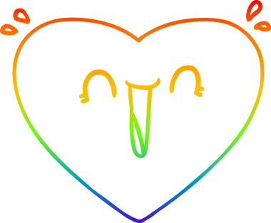 Bir insan tarafından çizilmiş mutlu bir kalbin çizgi çizimi.