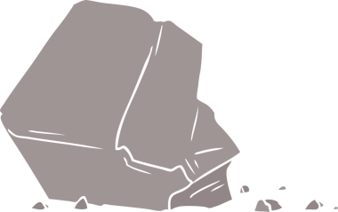 Düz renkli çizgi film. Bir insan tarafından çizilmiş büyük kaya.