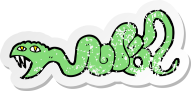 Bir insan tarafından çizilmiş karikatür yılanının geriletilmiş çıkartması.