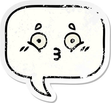 Bir insan tarafından çizilmiş şirin bir karikatür konuşma balonunun sıkıntılı çıkartması.