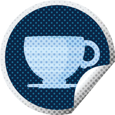 kahve fincanı grafik vektör çizimi bir insan tarafından çizilmiş dairesel etiket