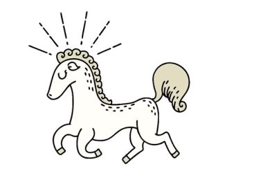 Geleneksel dövme stili hoplayıp zıplayan bir aygırın basit bir canlandırması.