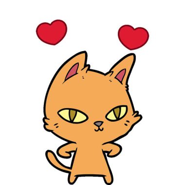 Basit bir çizgi film kedisi dik dik bakıyor.