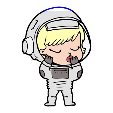 Basit bir çizgi film karakteri güzel astronot kız.