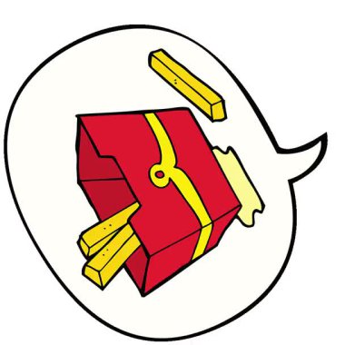 Konuşma baloncuklu basit bir çizgi film karakteri.