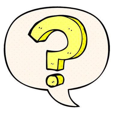 Çizgi roman tarzında konuşma baloncuğu ile basit bir çizgi film soru işareti